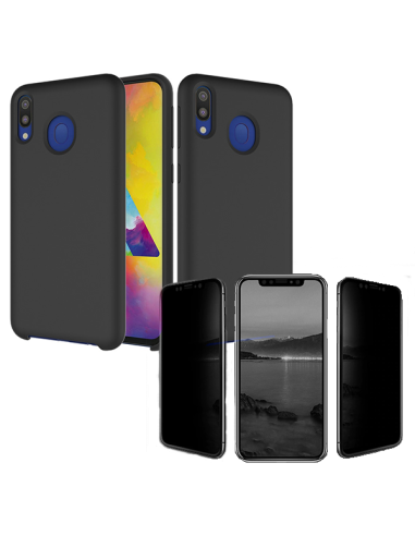 Kit Película de Vidro anti-spy + Capa Silicone Líquido para Samsung Galaxy A30