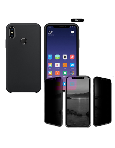 Kit Película de Vidro anti-spy + Capa Silicone Líquido para Xiaomi Mi 8