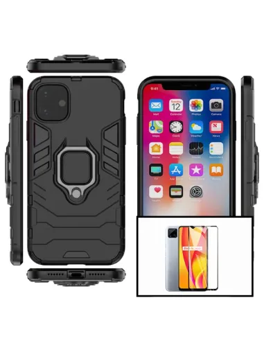 Kit Vidro Premium Full Cover + Capa Military  para Realme C11