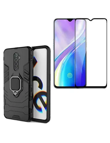 Kit Vidro Premium Full Cover + Capa Military  para Realme X2 Pro