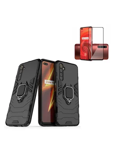 Kit Vidro Premium Full Cover + Capa Military  para Realme X3