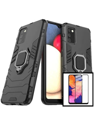 Kit Vidro Premium Full Cover + Capa Military  para Samsung Galaxy A02s