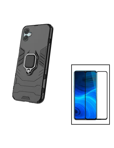 Kit Vidro Premium Full Cover + Capa Military  para Samsung Galaxy A04e - Preto