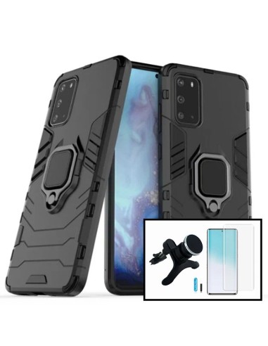 Kit Película de Vidro Nano Curved UV + Capa 3X1 Military Defender + Suporte Magnético de Carro Reforçado para Samsung Galaxy S20