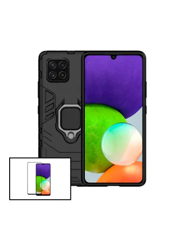 Kit Vidro Premium Full Cover + Capa Military  para Samsung Galaxy A22