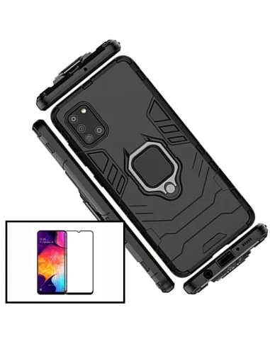 Kit Vidro Premium Full Cover + Capa Military  para Samsung Galaxy A31