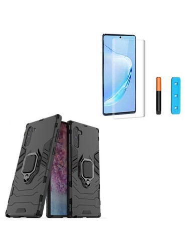 Kit Película de Vidro Nano Curved UV + Capa 3X1 Military Defender para Samsung Galaxy Note 10