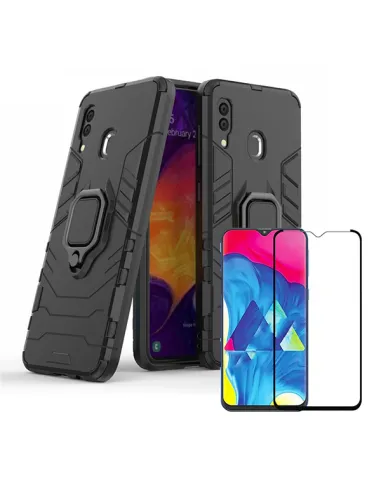 Kit Vidro Premium Full Cover + Capa Military  para Samsung Galaxy A40s