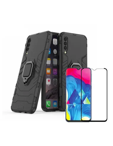 Kit Vidro Premium Full Cover + Capa Military  para Samsung Galaxy A50