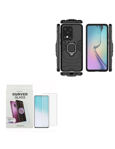 Kit Película de Vidro Nano Curved UV + Capa 3X1 Military Defender para Samsung Galaxy S20 Ultra