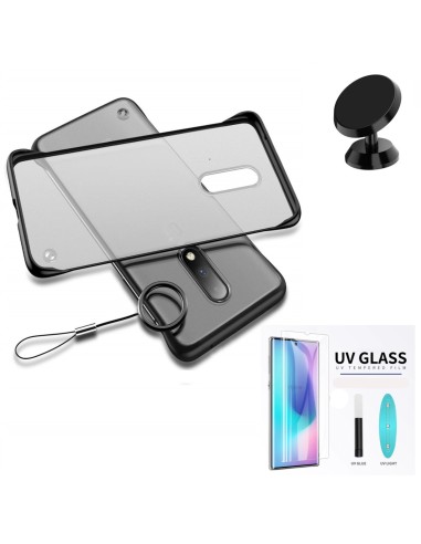 Kit Película de Vidro Nano Curved UV + Capa Invisible Bumper + Suporte Magnético de Carro para Samsung Galaxy S10 Plus - Preto