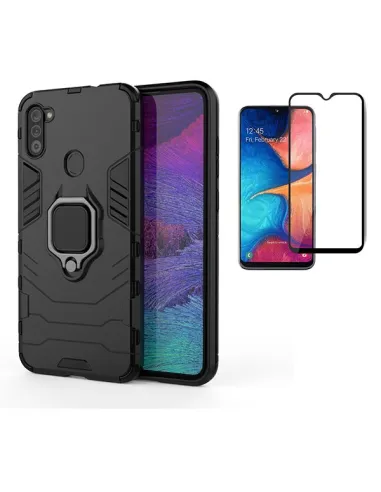 Kit Vidro Premium Full Cover + Capa Military  para Samsung Galaxy M30s