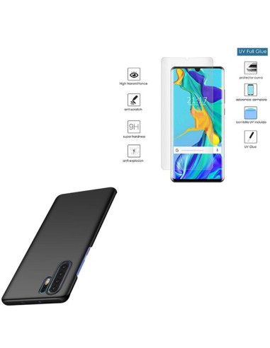 Kit Película de Vidro Nano Curved UV + Capa Naked Bumper para Huawei P30 Pro - Preto