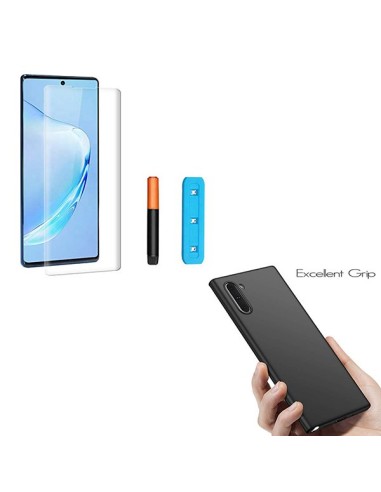 Kit Película de Vidro Nano Curved UV + Capa Naked Bumper para Samsung Galaxy Note 10 - Preto