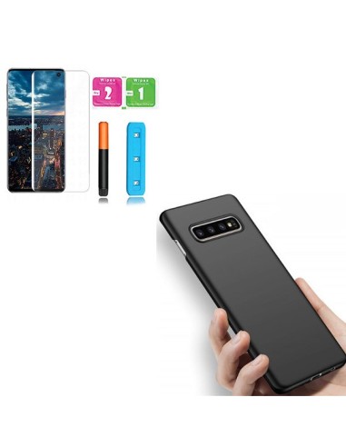 Kit Película de Vidro Nano Curved UV + Capa Naked Bumper para Samsung Galaxy S10 Plus - Preto