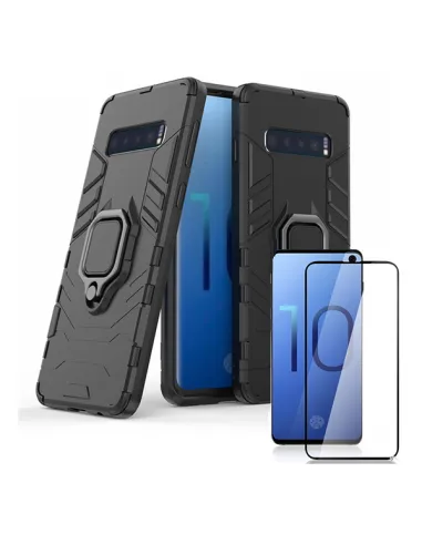 Kit Vidro Premium Full Cover + Capa Military  para Samsung Galaxy S10 Plus