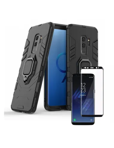 Kit Vidro Premium Full Cover + Capa Military  para Samsung Galaxy S9