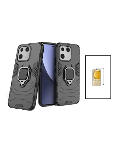 Kit Vidro Premium Full Cover + Capa Military  para Xiaomi 13 - Preto