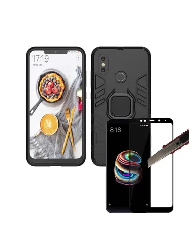 Kit Vidro Premium Full Cover + Capa Military  para Xiaomi Mi A2