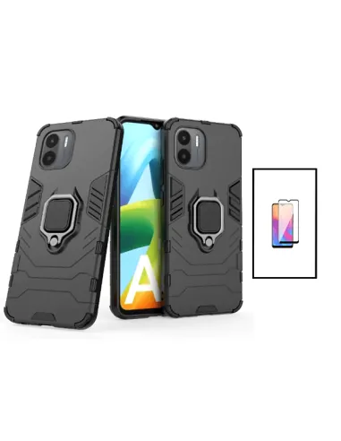 Kit Vidro Premium Full Cover + Capa Military  para Xiaomi Poco C50 - Preto