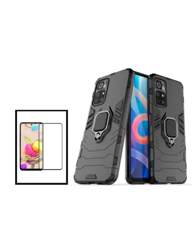 Kit Vidro Premium Full Cover + Capa Military  para Xiaomi Poco M4 Pro 5G - Preto