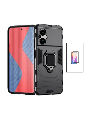 Kit Vidro Premium Full Cover + Capa Military  para Xiaomi Poco M5 - Preto