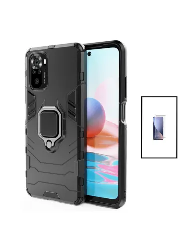 Kit Vidro Premium Full Cover + Capa Military  para Xiaomi Poco M5S - Preto