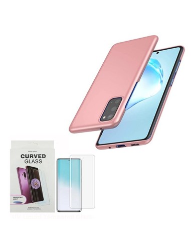 Kit Película de Vidro Nano Curved UV + Capa SlimShield Rosa para Samsung Galaxy S20 - Rosa