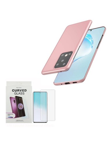 Kit Película de Vidro Nano Curved UV + Capa SlimShield Rosa para Samsung Galaxy S20 Ultra - Rosa