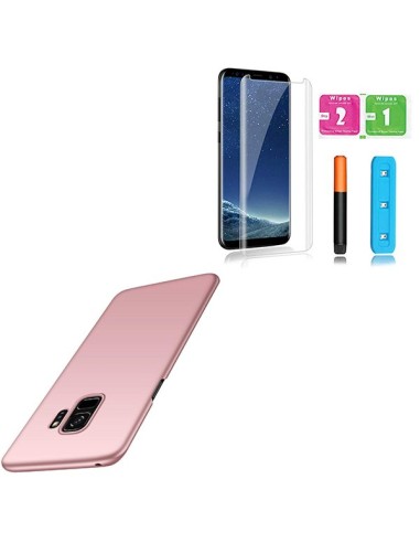 Kit Película de Vidro Nano Curved UV + Capa SlimShield Rosa para Samsung Galaxy S9 Plus - Rosa