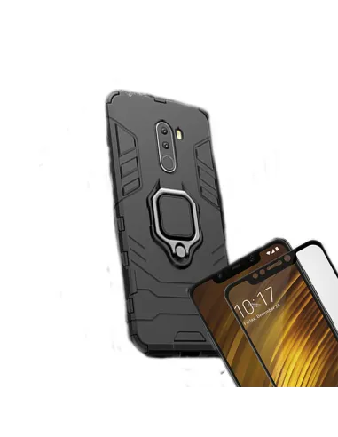 Kit Vidro Premium Full Cover + Capa Military  para XiaoPocophone F1