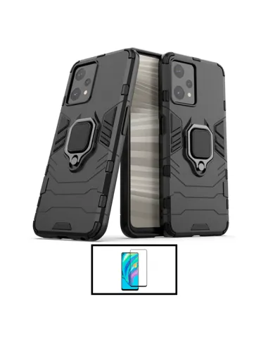 Kit Vidro Premium Full Cover + Capa Military  para Realme 9 Pro+ - Preto