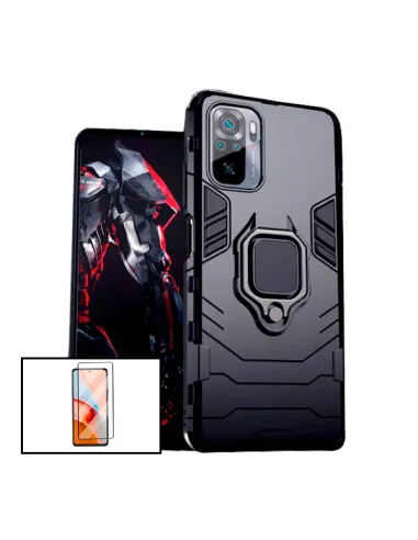 Kit Vidro Premium Full Cover + Capa Military  para Xiaomi Redmi Note 10