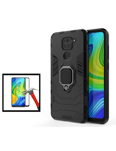 Kit Vidro Premium Full Cover + Capa Military  para Xiaomi Redmi Note 9