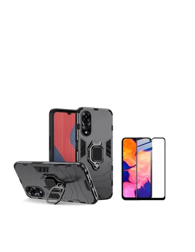 Kit Vidro Premium Full Cover + Capa Military   para Oppo A38 4G - Preto