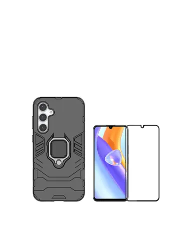 Kit Vidro Premium Full Cover + Capa Military   para Samsung Galaxy A05s - Preto