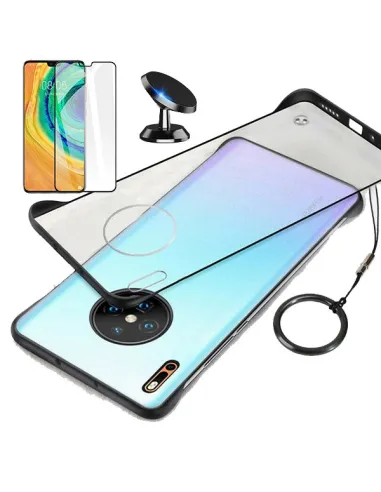 Kit Vidro Premium Full Cover + Capa Bumper + Suporte Magnético para Huawei Mate 30