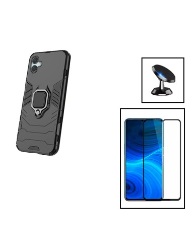 Kit Película de Vidro Temperado 5D Full Cover + Capa 3X1 Military Defender + Suporte Magnético de Carro para Samsung Galaxy A04e