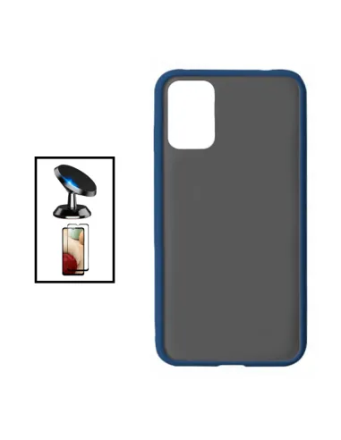 Kit Vidro Premium Full Cover + Capa Bumper + Suporte Magnético para Samsung Galaxy A13 - Azul/Transparente