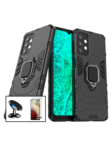 Kit Película de Vidro Temperado 5D Full Cover + Capa 3X1 Military Defender + Suporte Magnético de Carro para Samsung Galaxy A32