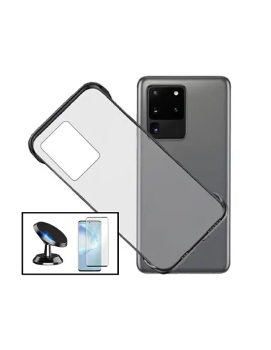 Kit Vidro Premium Full Cover + Capa Bumper + Suporte Magnético para Samsung Galaxy S20 Ultra