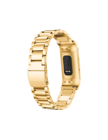 Bracelete Aço Stainless Lux + Ferramenta para Fitbit Ace 2 - Ouro