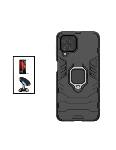 Kit Película de Vidro Temperado 5D Full Cover + Capa 3X1 Military Defender + Suporte Magnético de Carro para Samsung Galaxy M53 