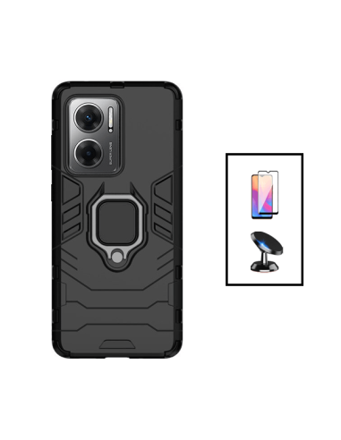 Kit Película de Vidro Temperado 5D Full Cover + Capa 3X1 Military Defender + Suporte Magnético de Carro para Xiaomi Redmi 11 Pri