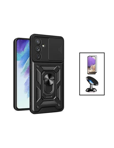 Kit Vidro Premium Full Cover + Capa Magnetic Slide Window + Suporte Magnético para Samsung Galaxy A34 5G - Preto