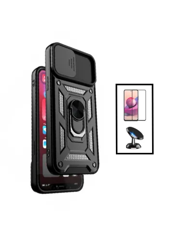 Kit Vidro Premium Full Cover + Capa Magnetic Slide Window + Suporte Magnético para Xiaomi Mi 11 Lite - Preto