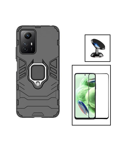 Kit Película de Vidro Temperado 5D Full Cover + Capa 3X1 Military Defender + Suporte Magnético de Carro para Xiaomi Redmi Note 1