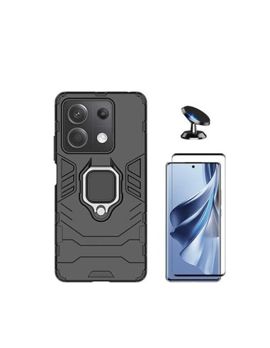 Kit Película de Vidro Temperado 5D Full Cover + Capa 3X1 Military Defender + Suporte Magnético de Carro Phonecare para Xiaomi Po