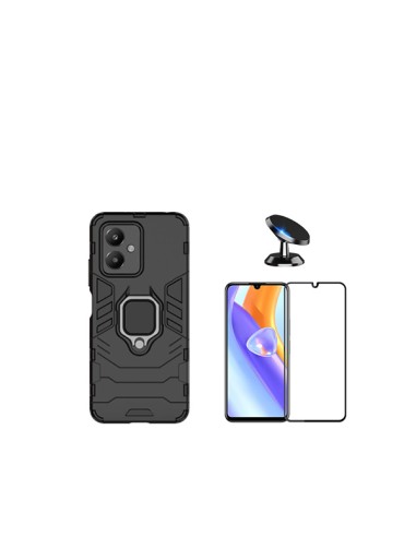 Kit Película de Vidro Temperado 5D Full Cover + Capa 3X1 Military Defender + Suporte Magnético de Carro Phonecare para Xiaomi Re