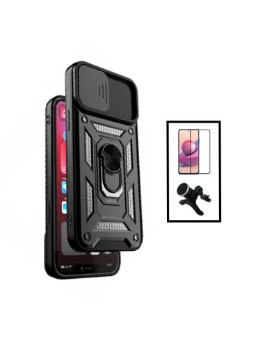 Kit Vidro Premium Full Cover + Capa Magnetic Slide Window + Suporte Magnético Reforçado para Xiaomi Mi 11 Lite - Preto